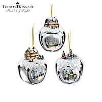 Thomas Kinkade Sleigh Bells Ornament Collection: Sets of 3