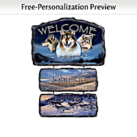 Personalized Al Agnew Seasonal Wolf Art Welcome Sign