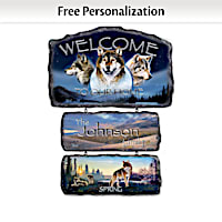 Personalized Al Agnew Seasonal Wolf Art Welcome Sign