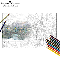 Thomas Kinkade Adult Colouring Kit Collection With Pencils
