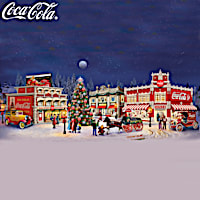 COCA-COLA Holiday Village With Light-Up Buildings & Tree