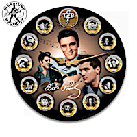 Elvis Presley Wall Clock With Reversible Photo Medallions