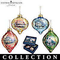 Thomas Kinkade Light Up The Season Ornament Collection