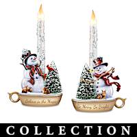 Dona Gelsinger Snowman Sculptures With Flameless Candles