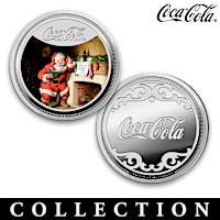COCA-COLA Santa Silver-Plated Proof Collection With Display