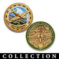 WWII Aircraft Challenge Coins And Display