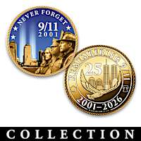 25th Anniversary 9/11 Challenge Coin Collection With Display