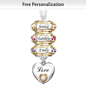 Birthstone Forever In A Mother's Heart Personalized Necklace