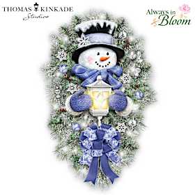 Thomas Kinkade Studios A Warm Winter Welcome Snowman Wreath