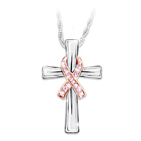 Breast Cancer Awareness Faith And Hope Pendant Necklace