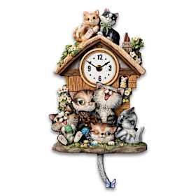 Frolicking Felines Cuckoo Clock