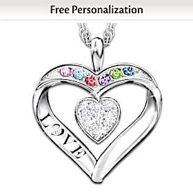 Surrounded By Love Personalized Diamond Pendant Necklace