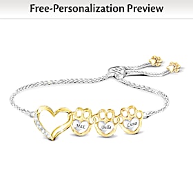 Paw Prints On My Heart Personalized Bracelet