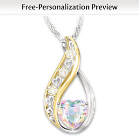 1.36-Carat Rainbow Bridge Personalized Pendant Necklace