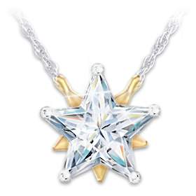 4.5-Carat Simulated Diamond Shining Star Daughter Necklace
