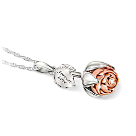 Blooming Rose Of Love Diamond Pendant Necklace