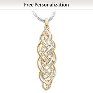 Strength Of Family Personalized Diamond Pendant Necklace