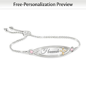 1 Diamond Granddaughter God Bless You Personalized Bracelet