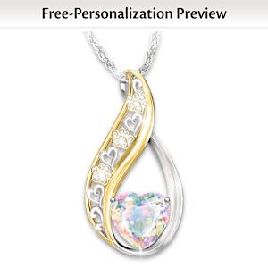 1.36-Carat Rainbow Bridge Personalized Pendant Necklace