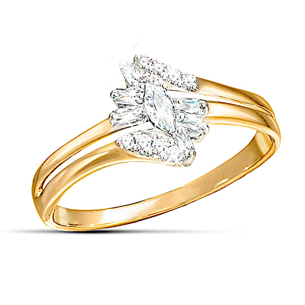 15 Genuine Diamonds 10K Solid Gold Fire And Ice Ring