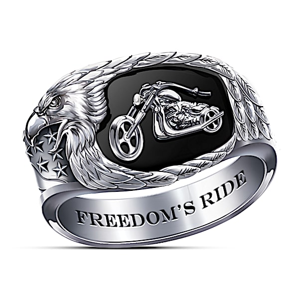 Freedoms Ride Mens Motorcycle Ring