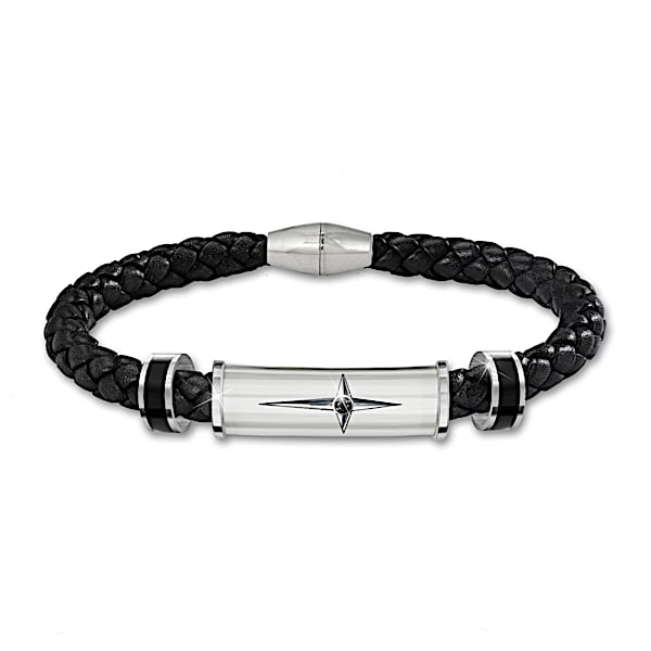 Bracelet: Protection And Strength For My Son Leather And Steel