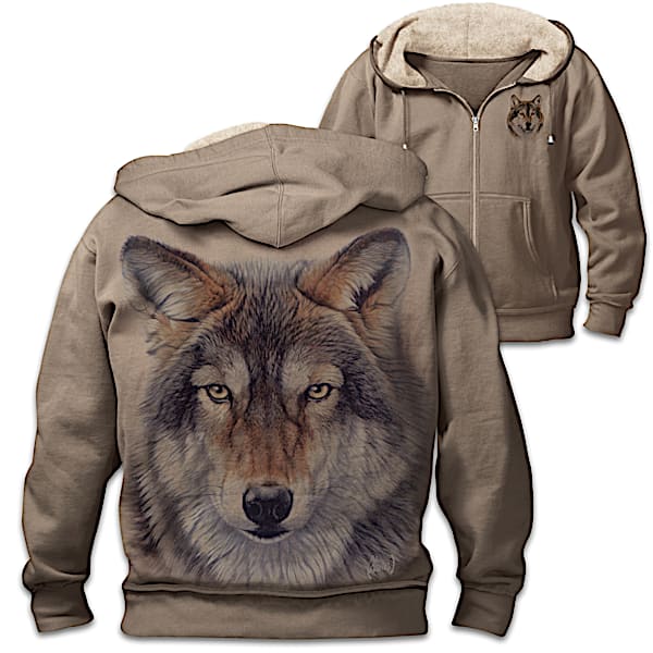 Al Agnew Wild Wolf Mens Cotton Blend Knit Hoodie