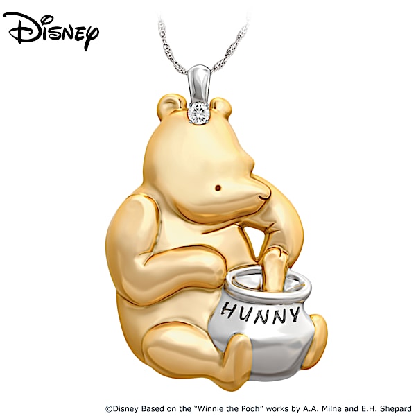 Classic Winnie The Pooh Womens Sterling Silver Pendant Necklace