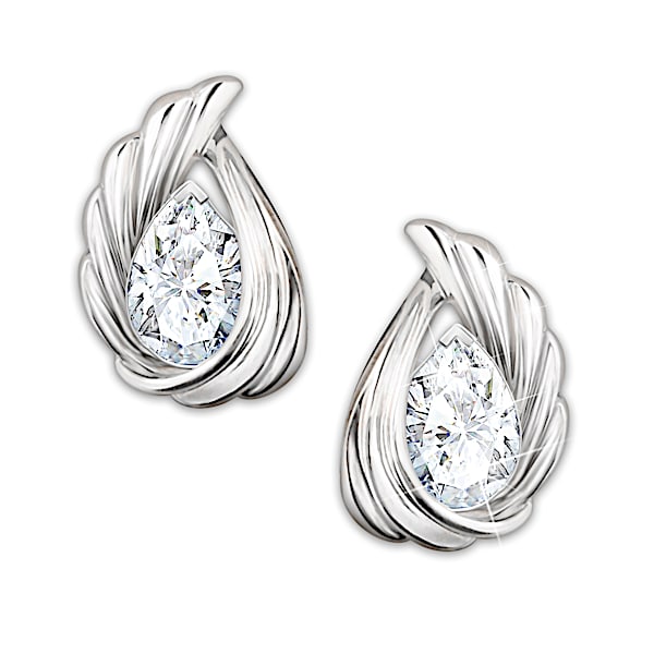Heavens Whisper Teardrop-Shaped White Topaz Earrings