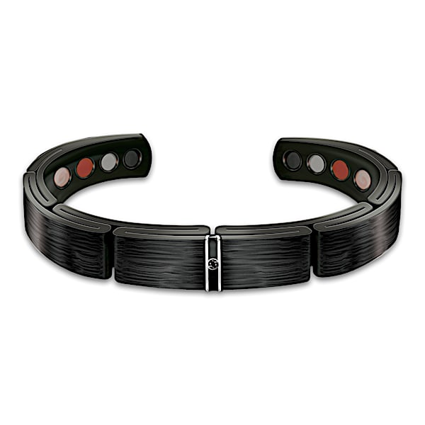 Ultra Performance Mens Black Ion Plated Bracelet Featuring A Unique Folded Link Design