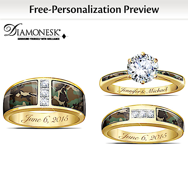 4.5 Carat Camo His And Hers Personalized Wedding Ring Set