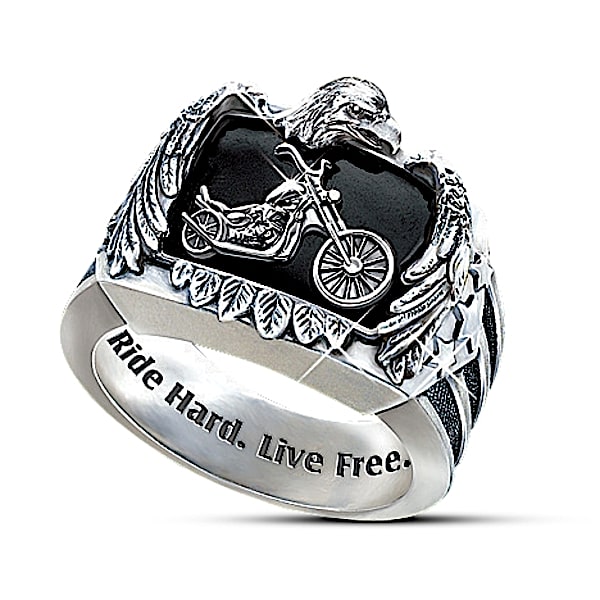 Ride Hard, Live Free Mens Biker Ring