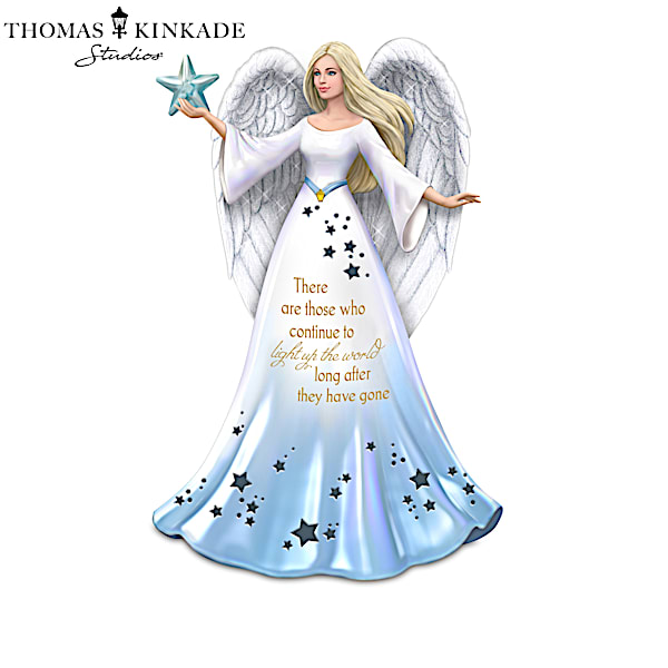 【新品】MUCH TOO ROMANTIC! The Collectors Thomas Kinkade Light Of Love Illuminated Angel Figurine